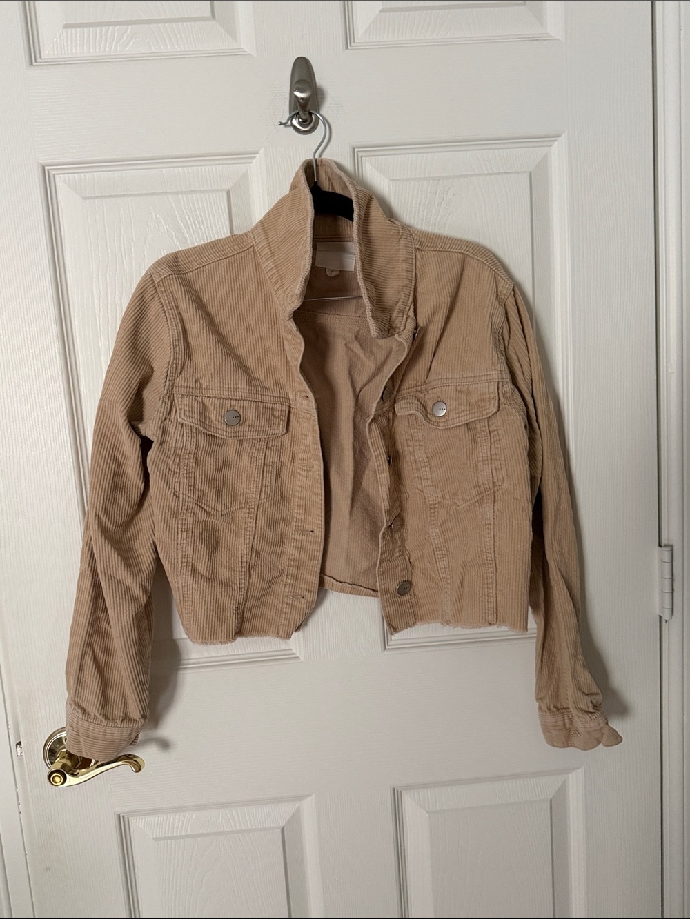 Classic Women's Corduroy Cropped Jacket - Tan TGLA size medium